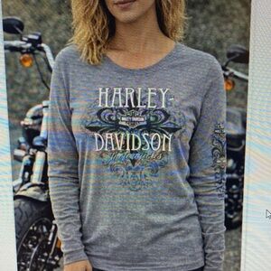 Harley-Davidson Gray Long Sleeve Logo Tee